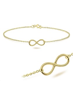 Gold Plated Infinity Symbol Silver Bracelet BRS-730-GP